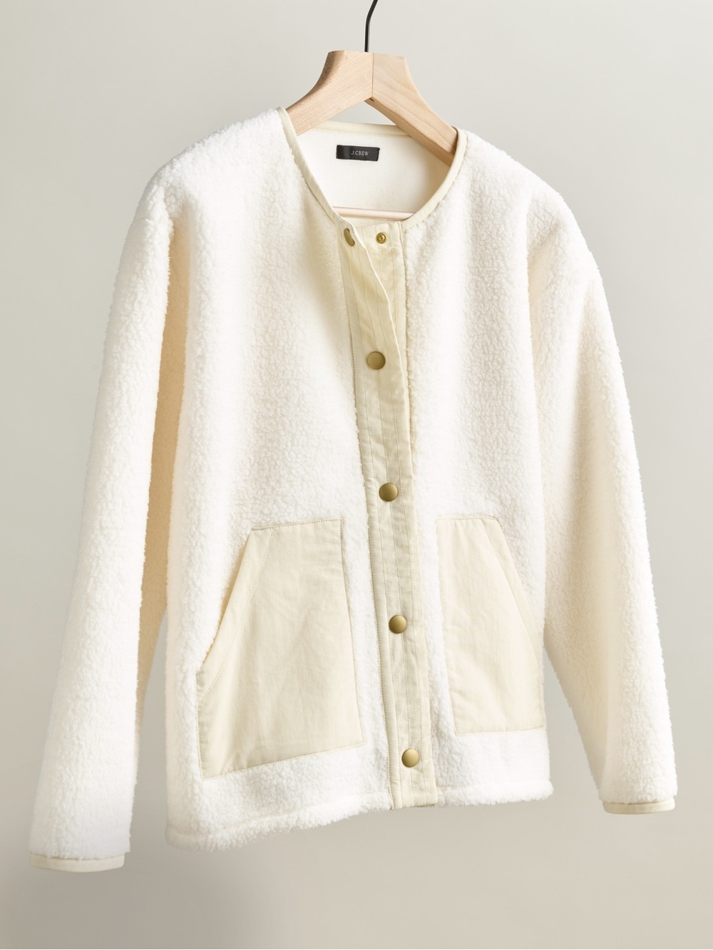 J.Crew Teddy Sherpa Lady Jacket, Ivory, M